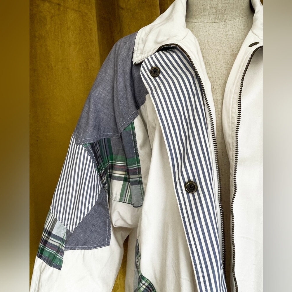Vintage 80s Patchwork Plaid White Jacket - Picture 3 of 14
